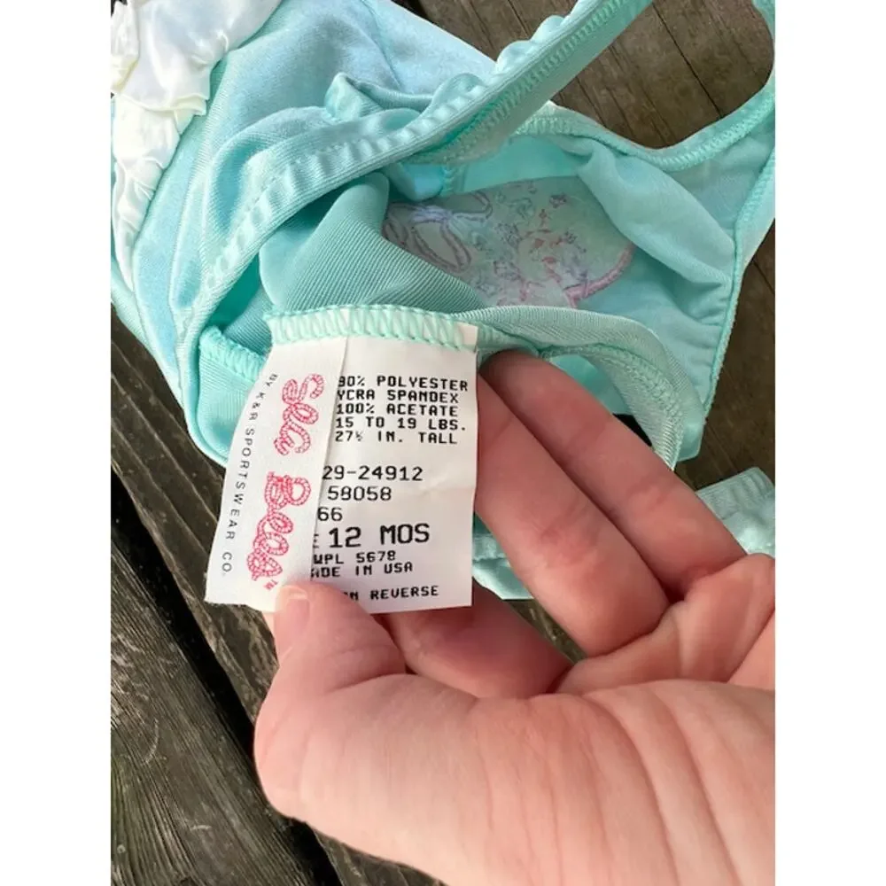 one piece swimsuit vintage heart seafoam ruffle 12 month